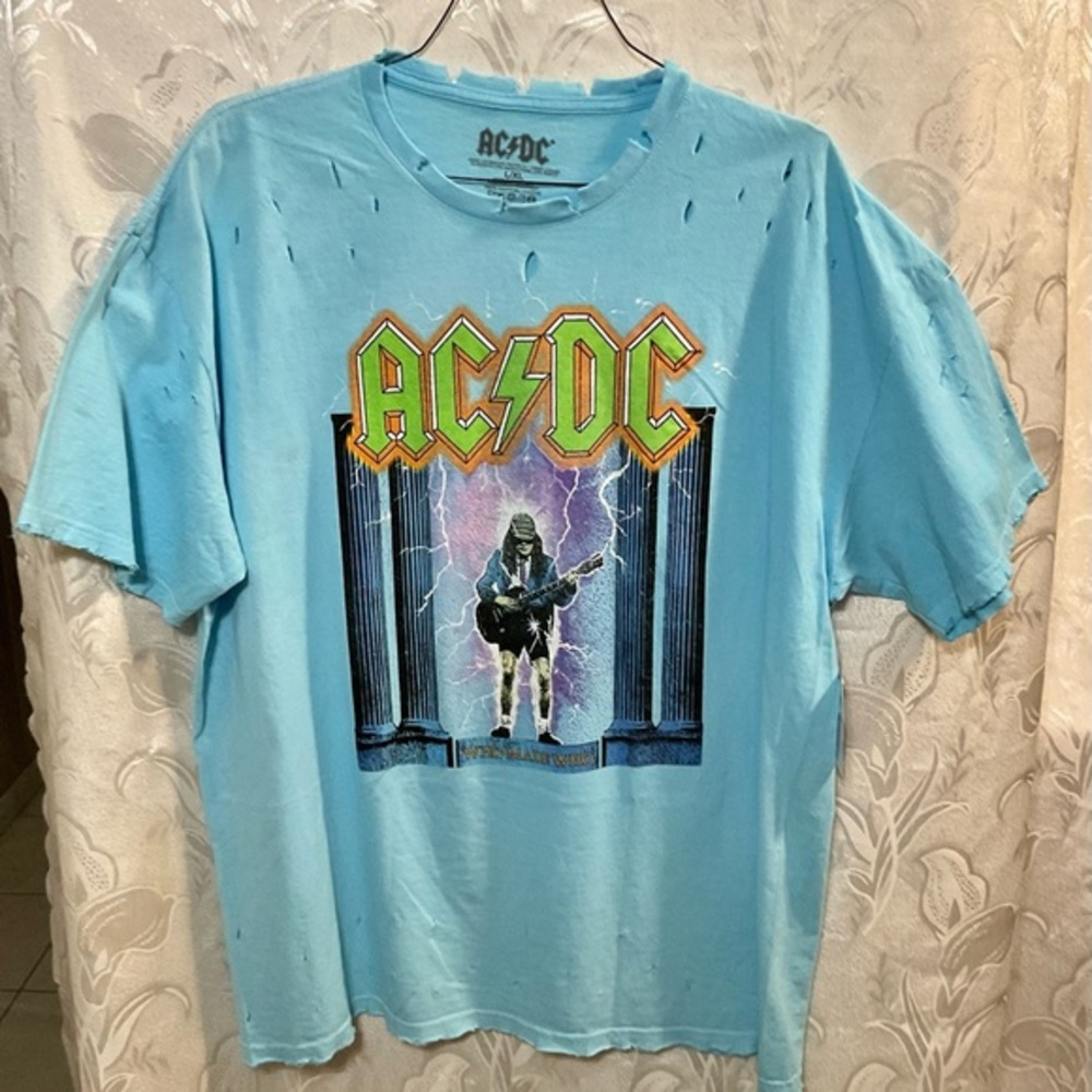 AC/DC Turquoise Distressed T-Shirt